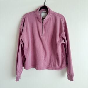 American Eagle Rose Purple Long Sleeve Quarter Zip Pullover Sweatshirt - Large